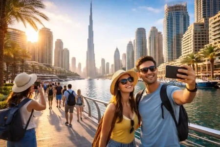 Cheap Dubai tours showcasing Burj Khalifa skyline and budget-friendly city sightseeing experience.